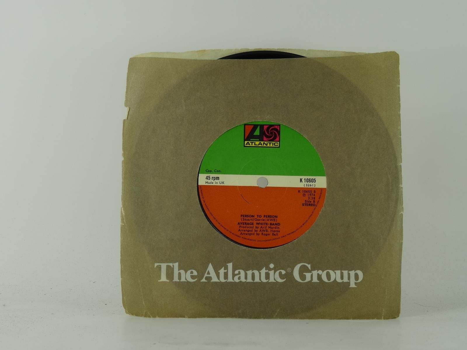 AVERAGE WHITE BAND PERSON TO PERSON/CUT THE CAKE (1) 2 Track 7" Single including