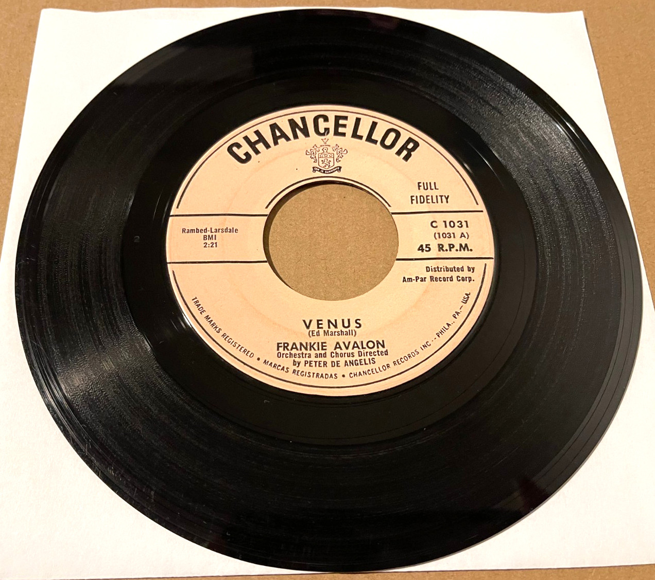 FRANKIE AVALON~ Venus / I'm Broke ~ Vinyl 7" 45 rpm Single~Orig 1959 press~VG+