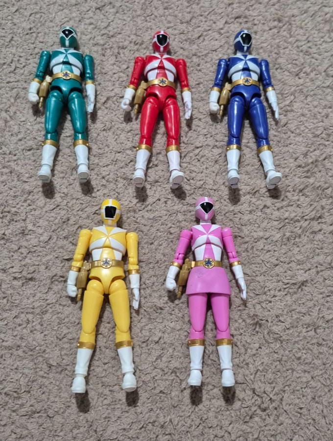 BANDAI Shodo Super Kyukyu Sentai Gogo 5 Set di 5 Power Rangers, venditore USA
