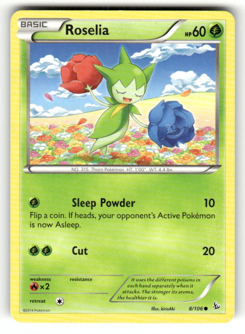 Roselia 8/106 Pokémon Flashfire comune giocato moderatamente kirisAki