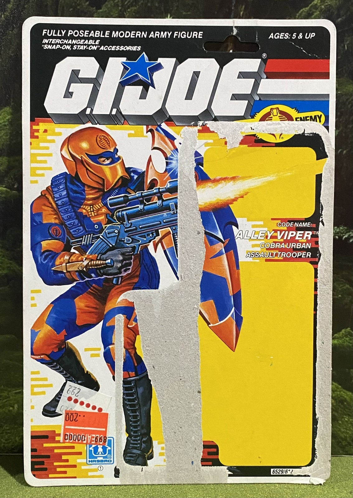 G.I. 1989 vintage Joe ALLEY VIPER v1 scheda file completa NON TAGLIATA retro GI 89 Cobra ARAH