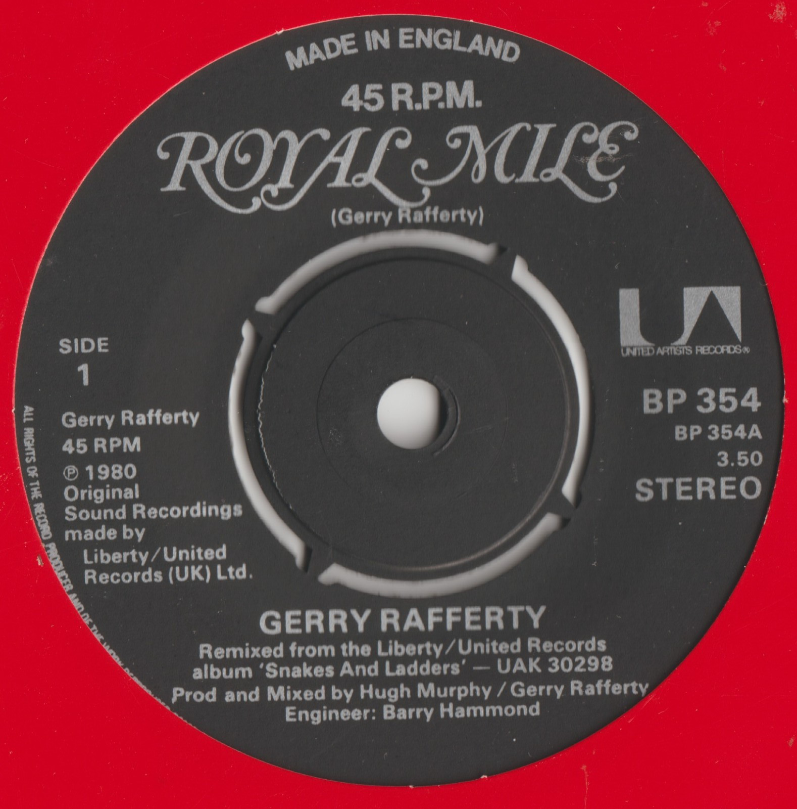 Gerry Rafferty – Royal Mile - United Artists - BP 354