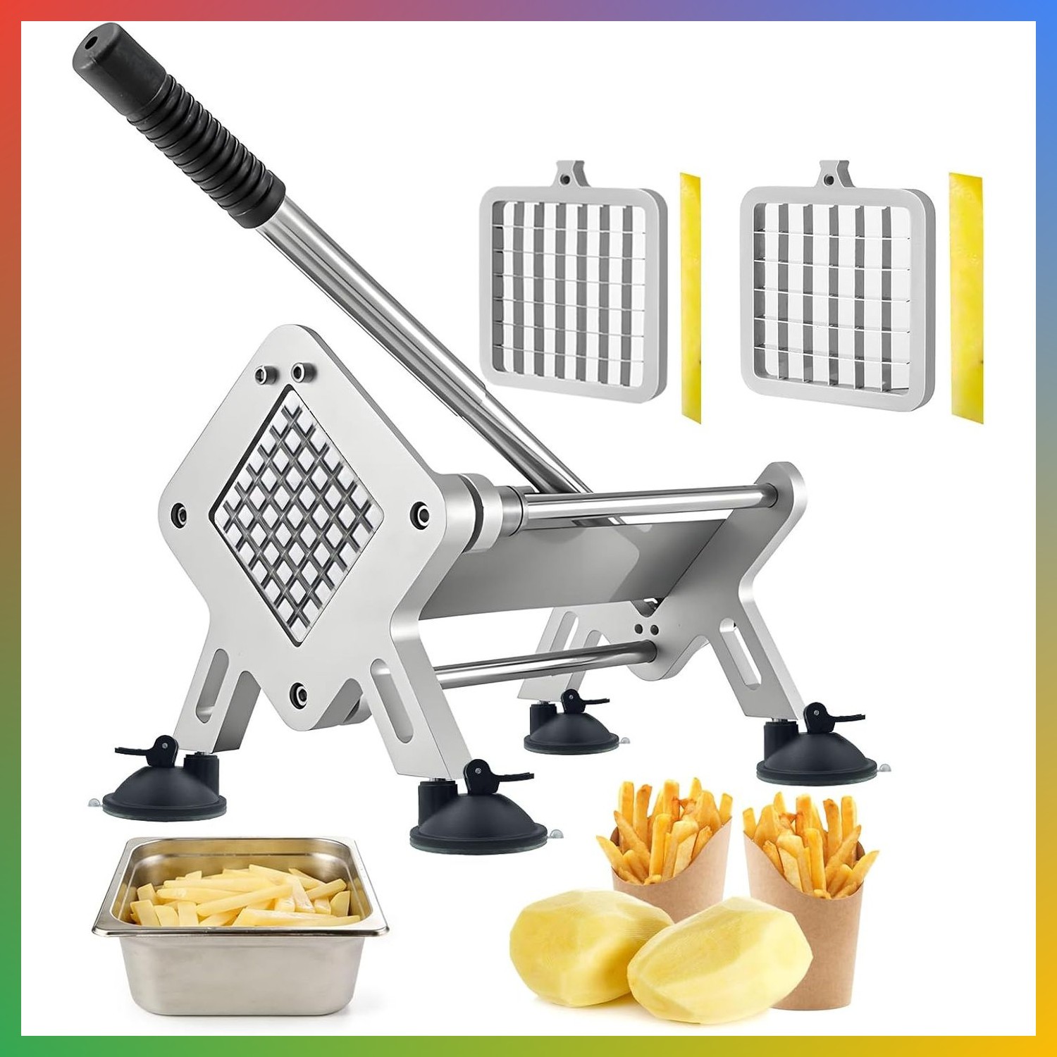 French Fry Cutter Stainless Steel 1/2 3/8 Inch Blades Home Kitchen Tool