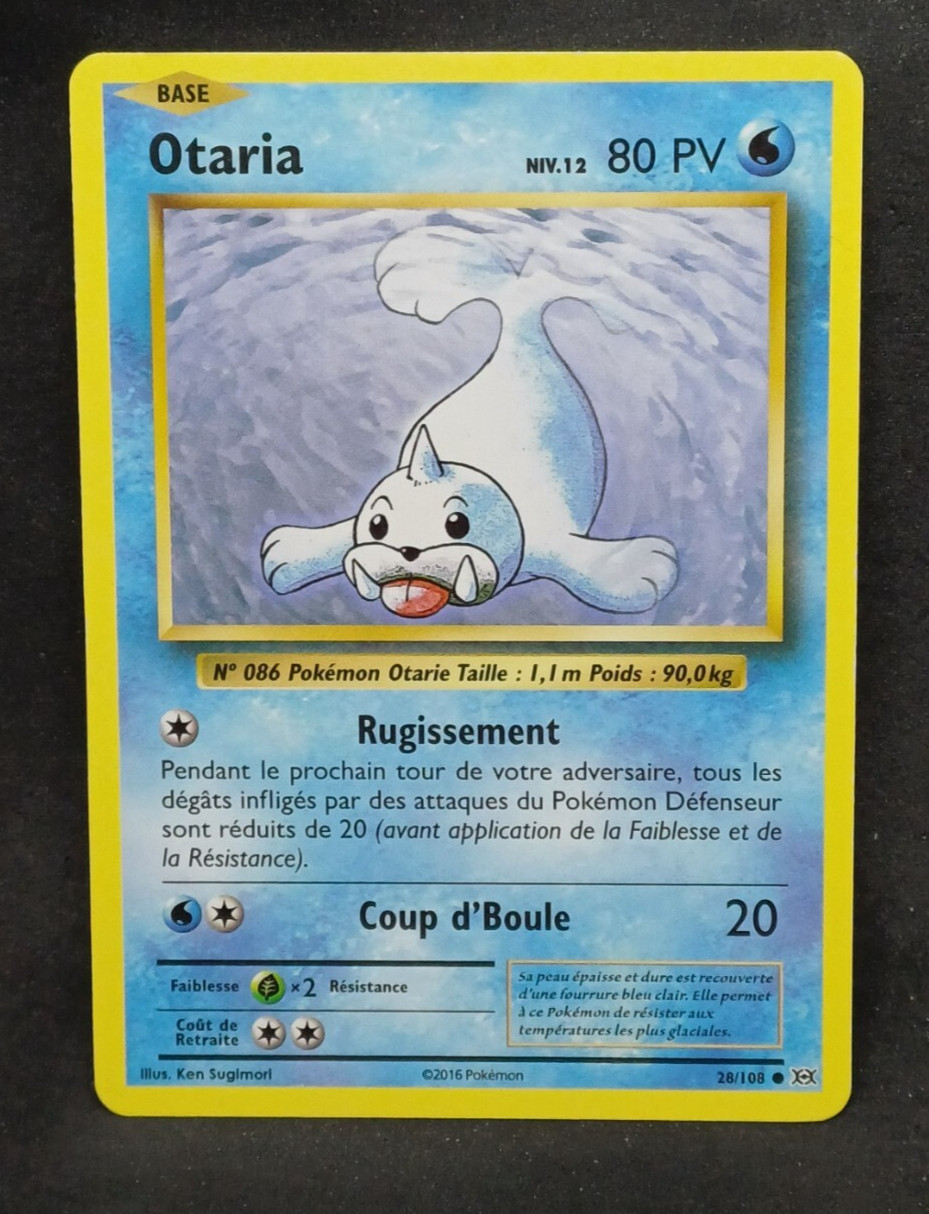 Carta Pokemon Francese otaria 28/108 xy evoluzioni 