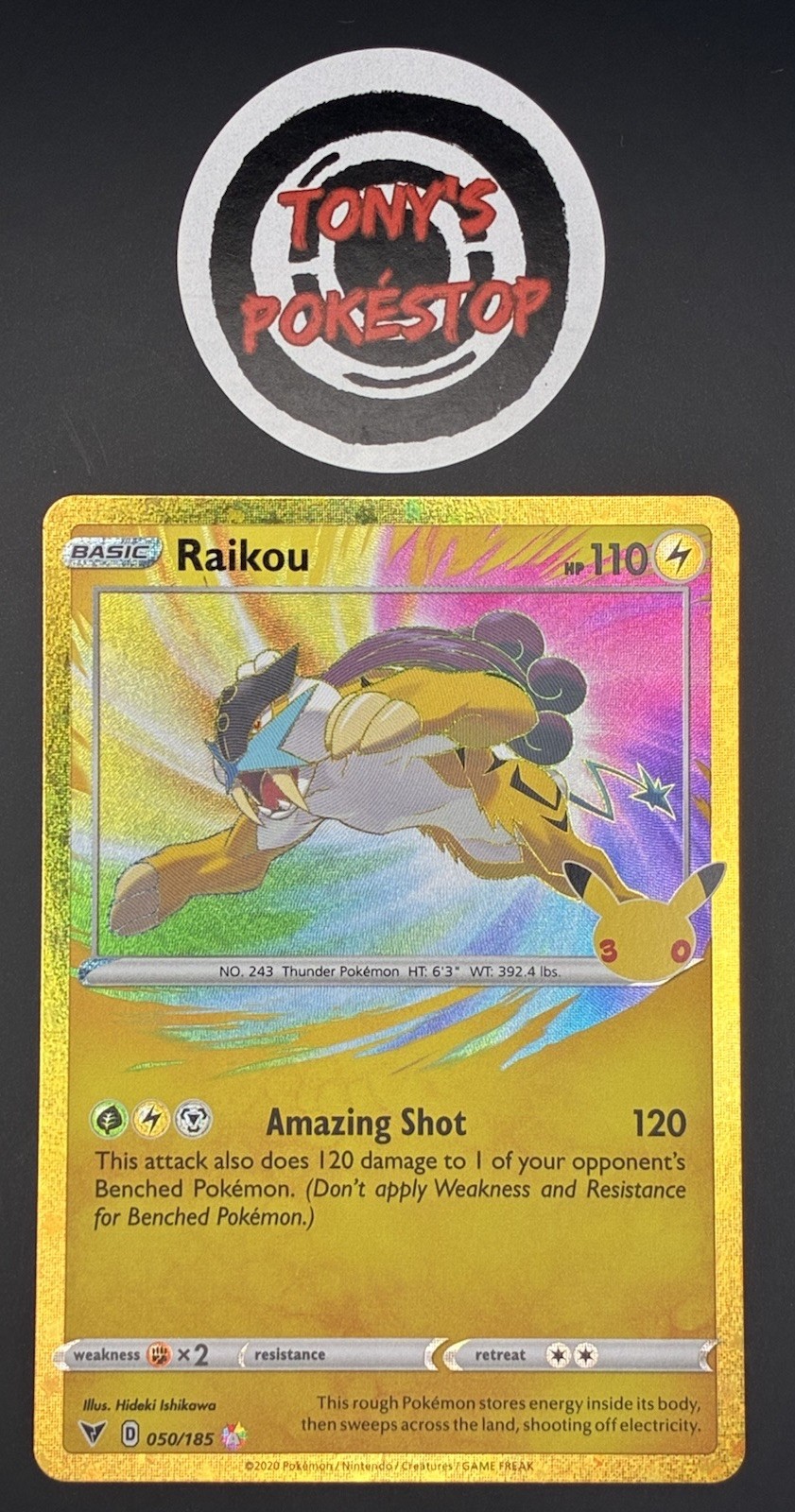 Raikou 050/185 Pokemon TCG 30th Celebration Classic Collection Amazing Rare Holo
