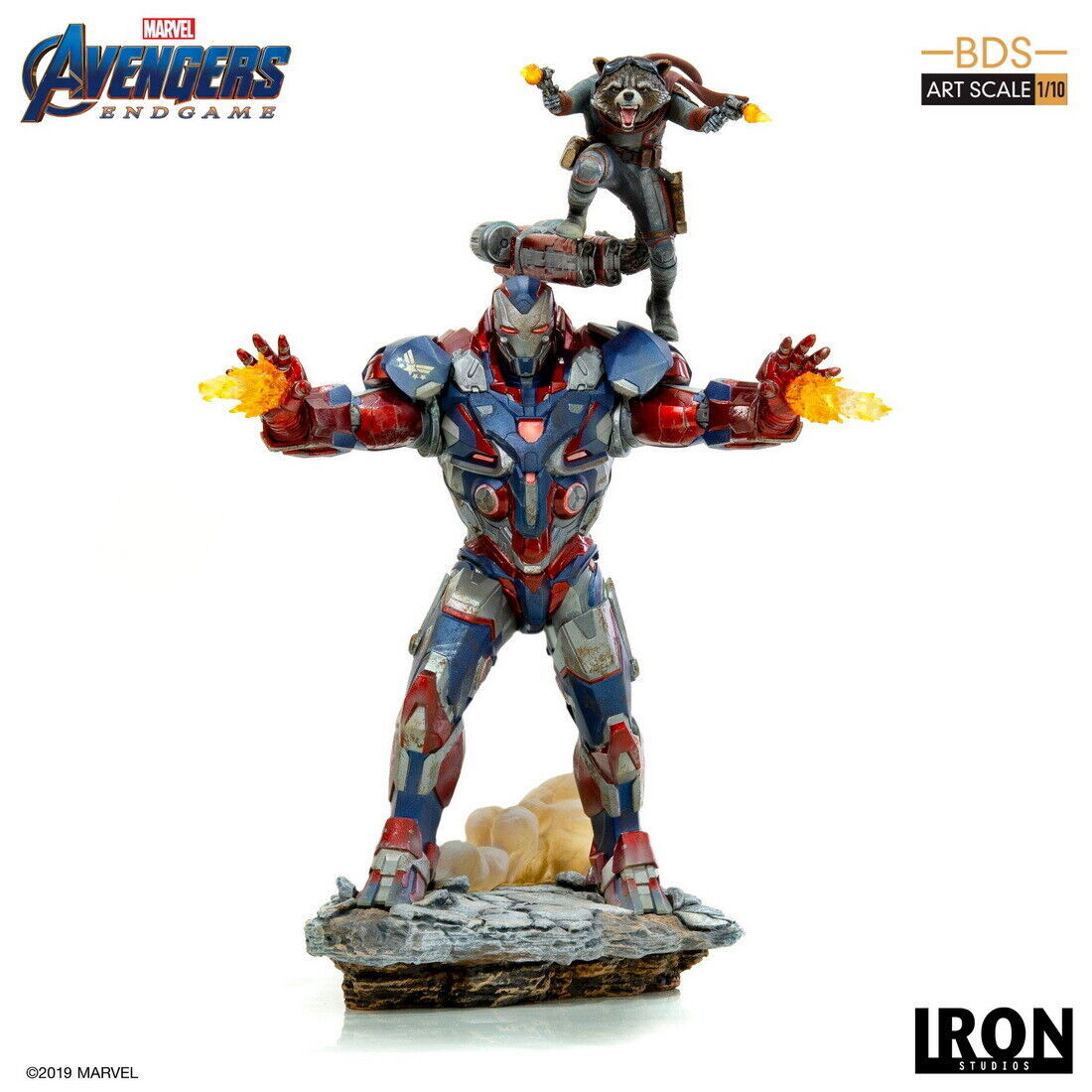 Statua Iron Studios Avengers: Endgame Iron Patriot & Rocket BDS Art 1/10