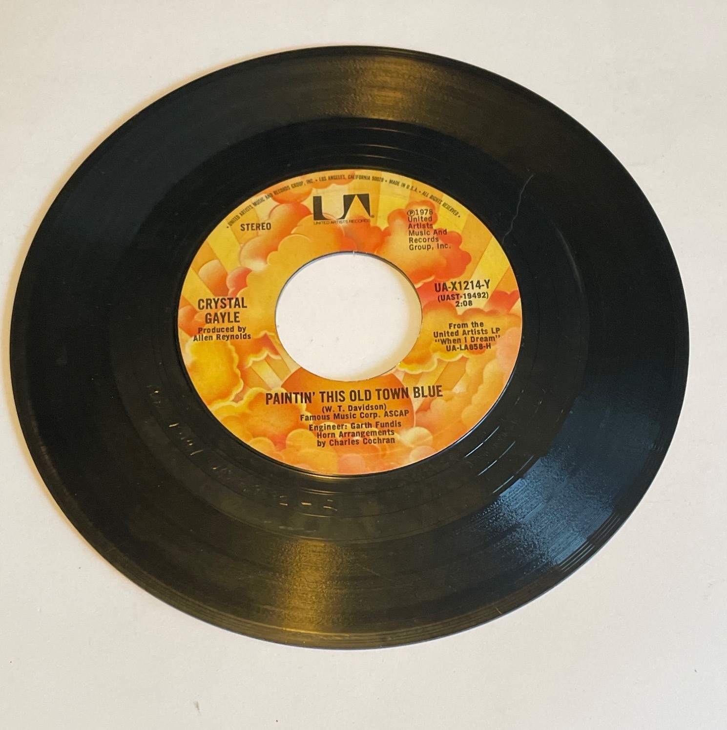 CRYSTAL GAYLE Talking In Your Sleep/Paintin' This Old Town 45 RPM Vinyl Record
