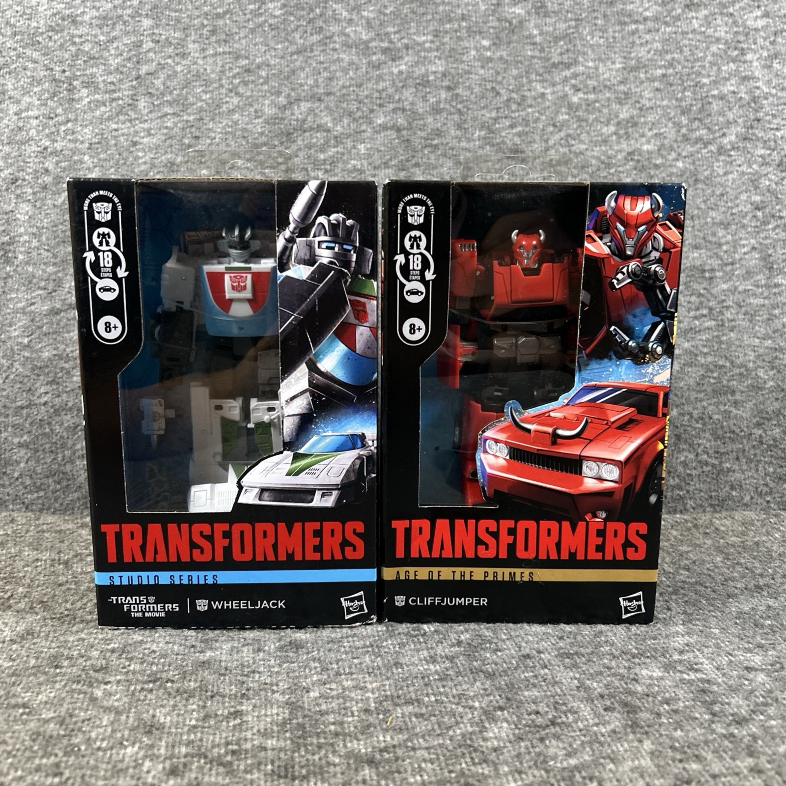 Pacchetto 2 personaggi Transformers Wheeljack & Animated Cliffjumper Deluxe Class nuovo con scatola