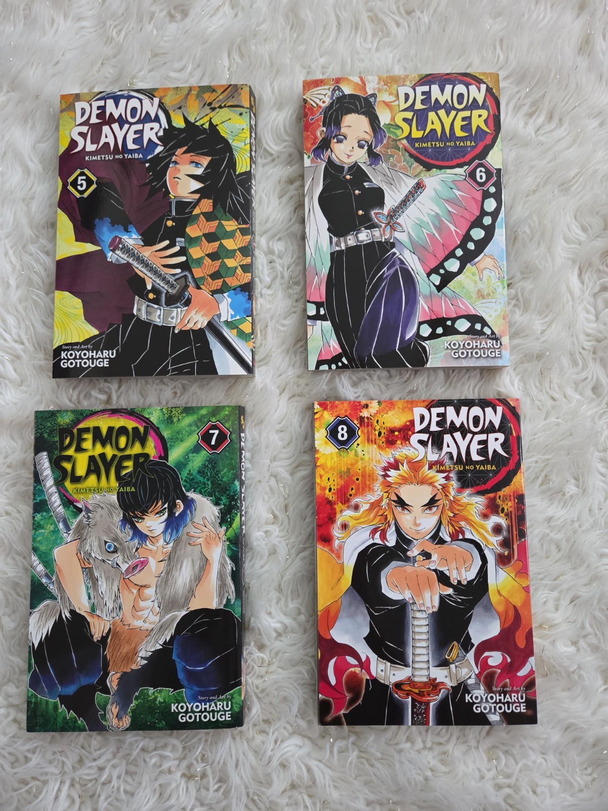 Lotto 4 volumi manga Demon Slayer 5 6 7 8 fumetti tascabili inglesi