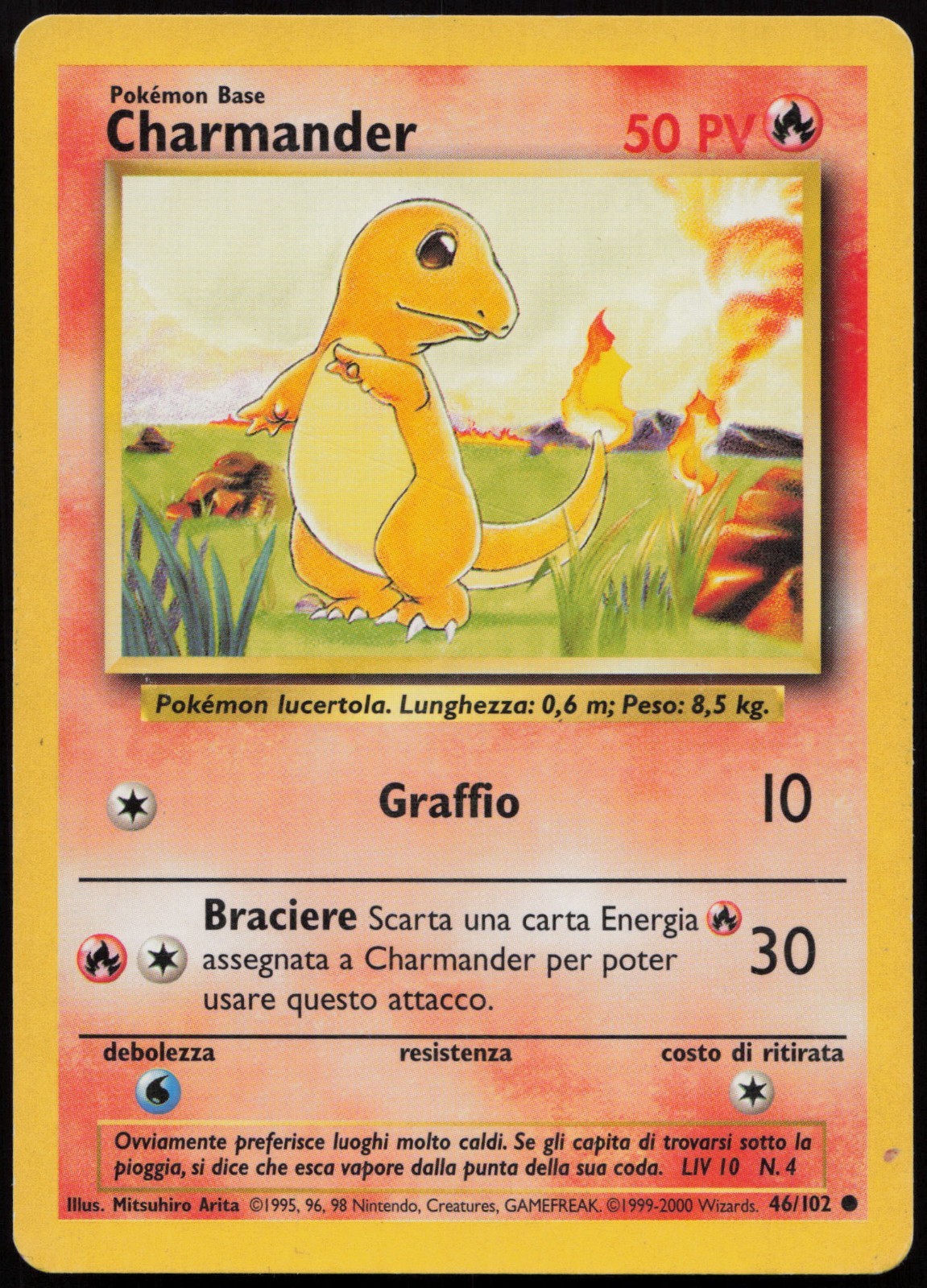 POKEMON TCG CHARMANDER 46/102 EXCELLENT SET BASE COMUNE ITALIAN 2000