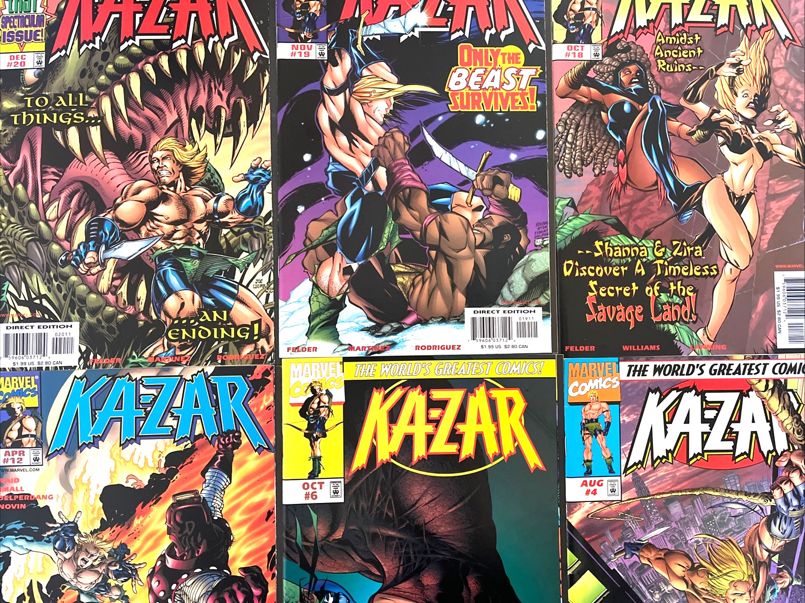 KAZAR. NUMBER'S 4 6 12 & 18-20 (6 ISSUE 1997-1998 HIGH GRADE LOT). 3rd SERIES.