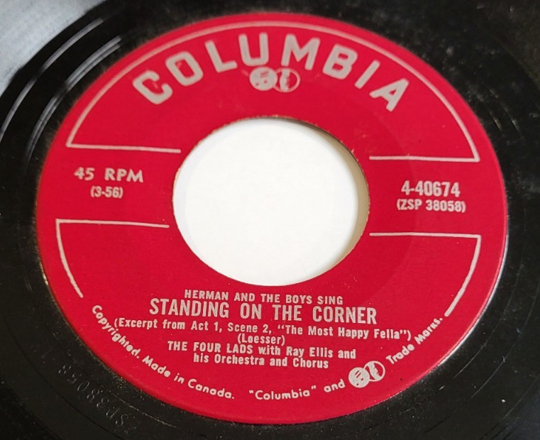 The Four Lads – Standing On The Corner / My Little Angel 45 RPM Record 7"