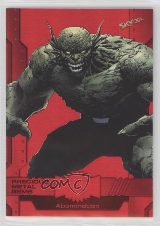 2024 Skybox Marvel Metal Universe Avengers PMG Rosso 27/100 Abominio #72 1e14