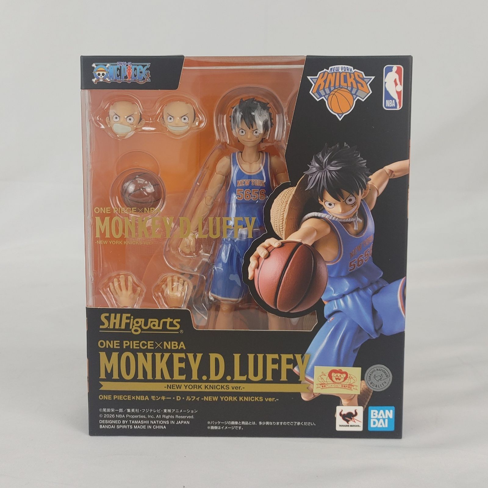 S.H.Figuarts Monkey D. Rufy pezzo unico x NBA New York Knicks Ver Giappone nuovo