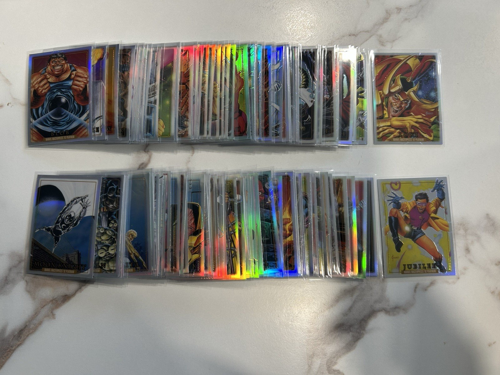 2024 Marvel Masterpieces '92 Platinum set arcobaleno completo 1-100