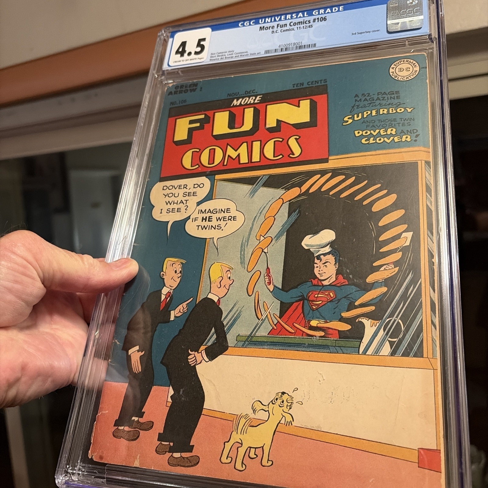 1945 More Fun Comics: CGC 4.5: AQUAMAN - FRECCIA VERDE - SUPERBOY! : 3° SB CVR