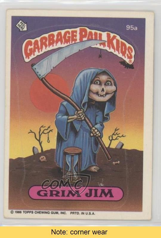 1986 Topps Garbage Pail Kids Series 3 Grim Jim (Copyright on Front) READ k5i