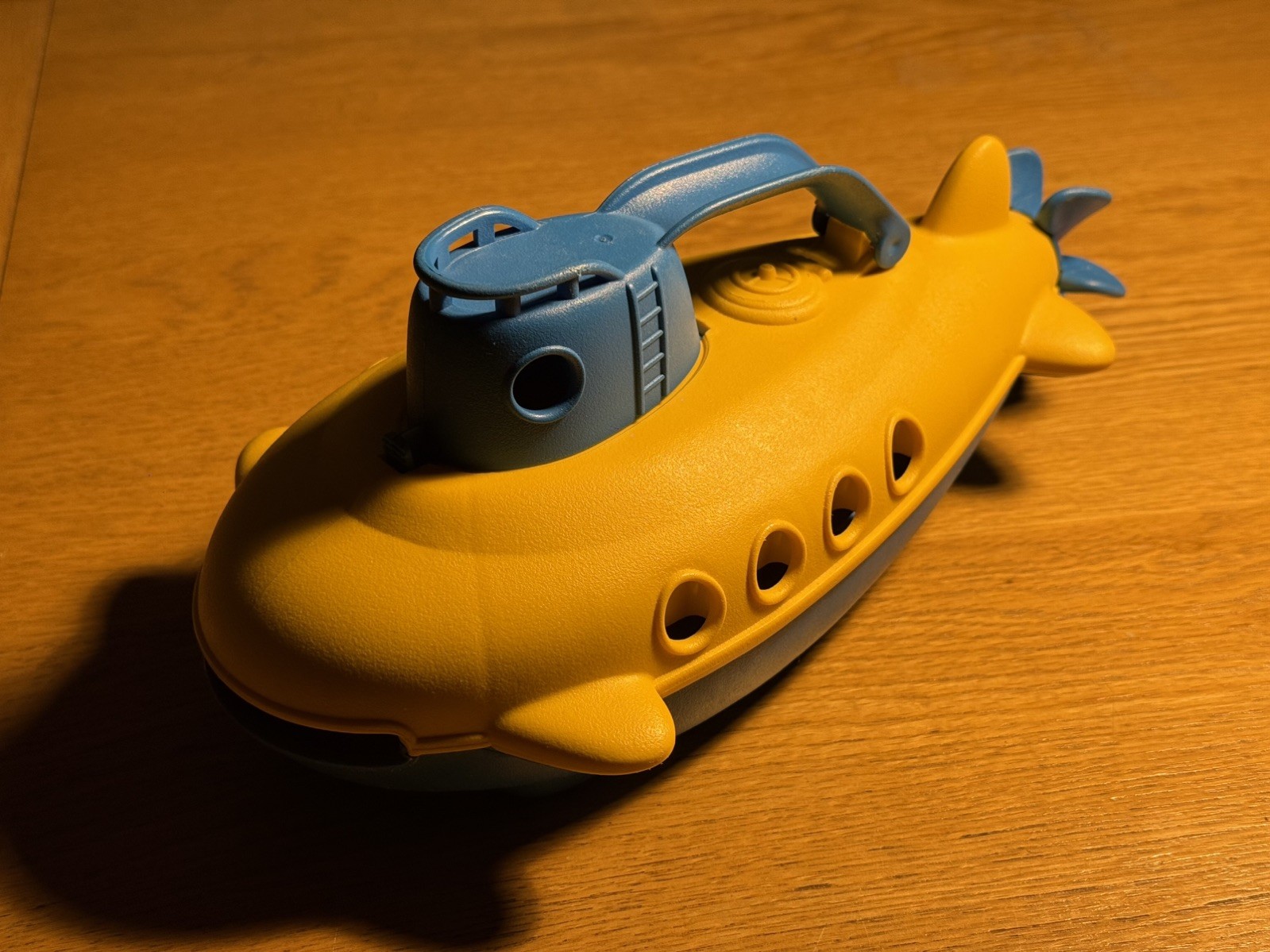 Green Toys Submarine With Blue Handle, Made From 100% Recycled Plastic | Yellow