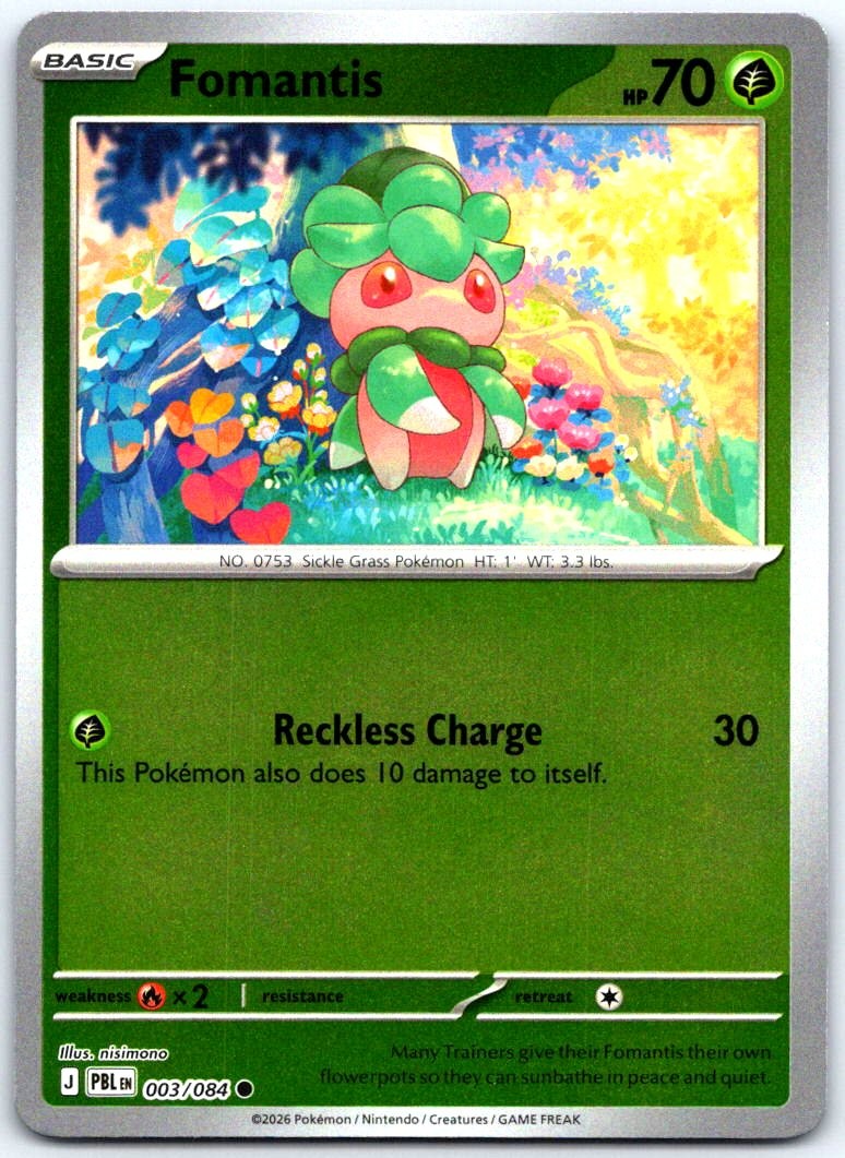 Fomantis 003/084 ME05: Pitch Black Reverse Holo-PTCG-NM