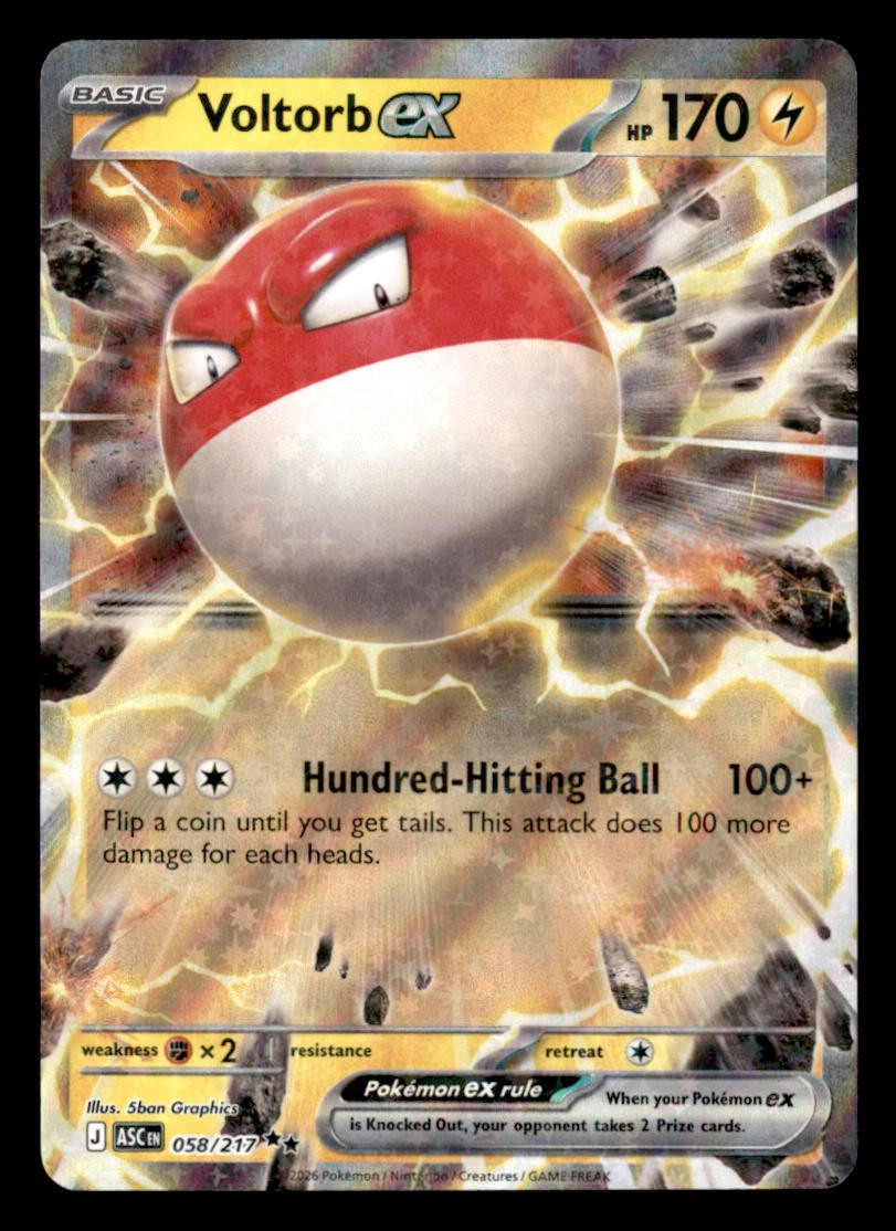 Voltorb ex Holo Double Rare ME: Ascended Heroes 058/217 quasi nuovo