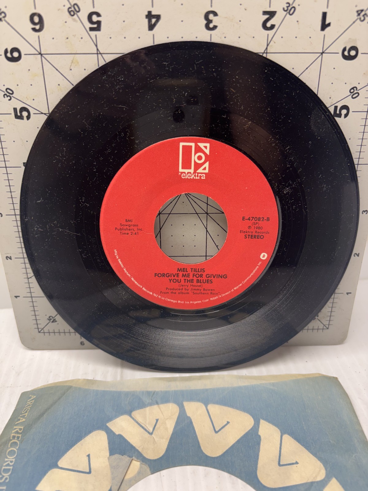 Mel Tillis Southern Rains 45 Elektra E-47082 Country Vinyl 1980