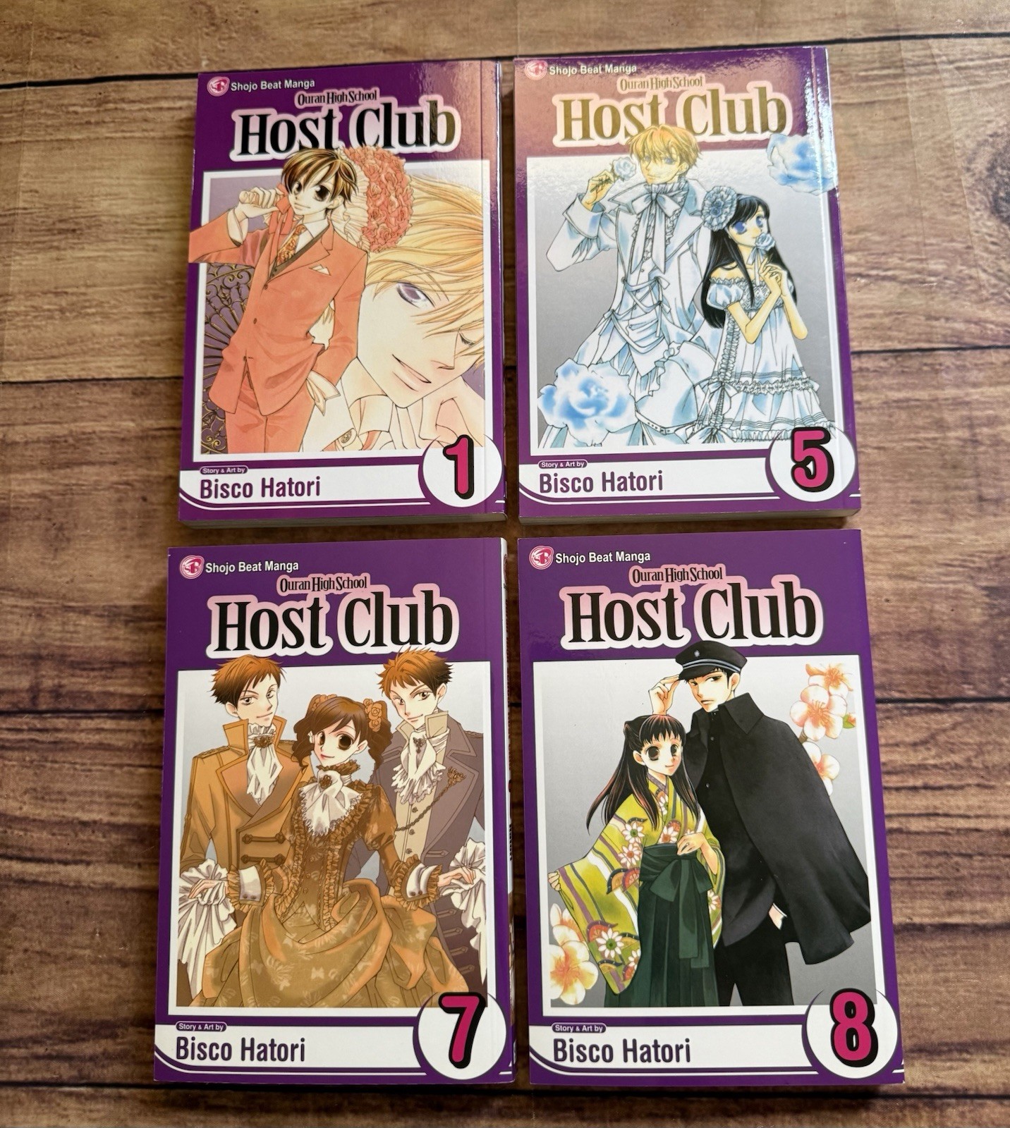 Ouran High School Host Club lotto di 4 manga inglese Bisco Hatori volume 1 5 7 8