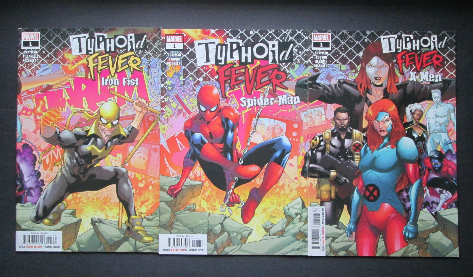 Typhoid Fever: Iron Fist #1 / Spider-Man #1 / X-Men #1 / Complete 3 Issue Series