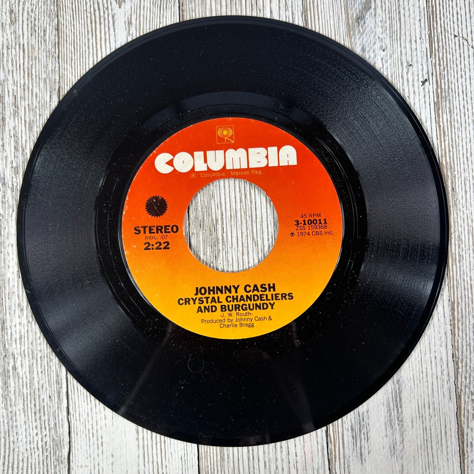 Johnny Cash - Crystal Chandeliers 7" Single 1974 Columbia Country 45 RPM