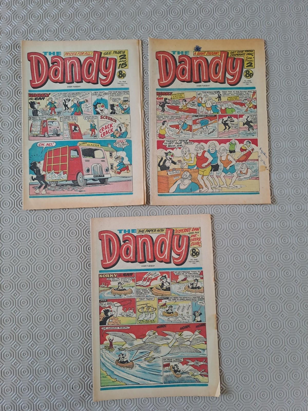 The Dandy  3 Issues February 7th / 21st & 28th 1981 Comic - VGC