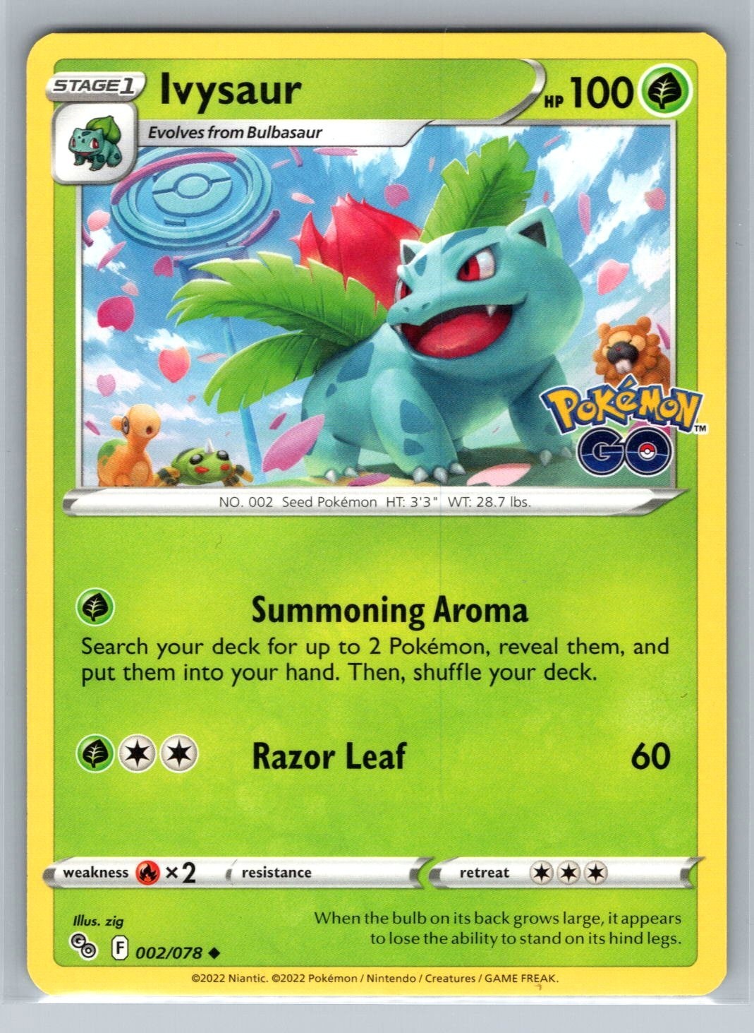 Pokemon TCG 2022 Pokemon GO 002/078 Ivysaur quasi nuovo-MT