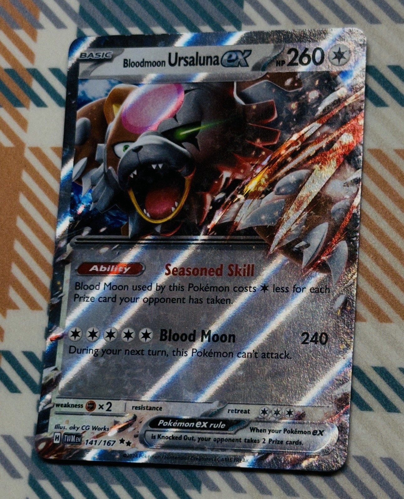 Bloodmoon Ursaluna ex 141/167 Doppia Rara Maschera Crepuscolare Pokemon Holo NM