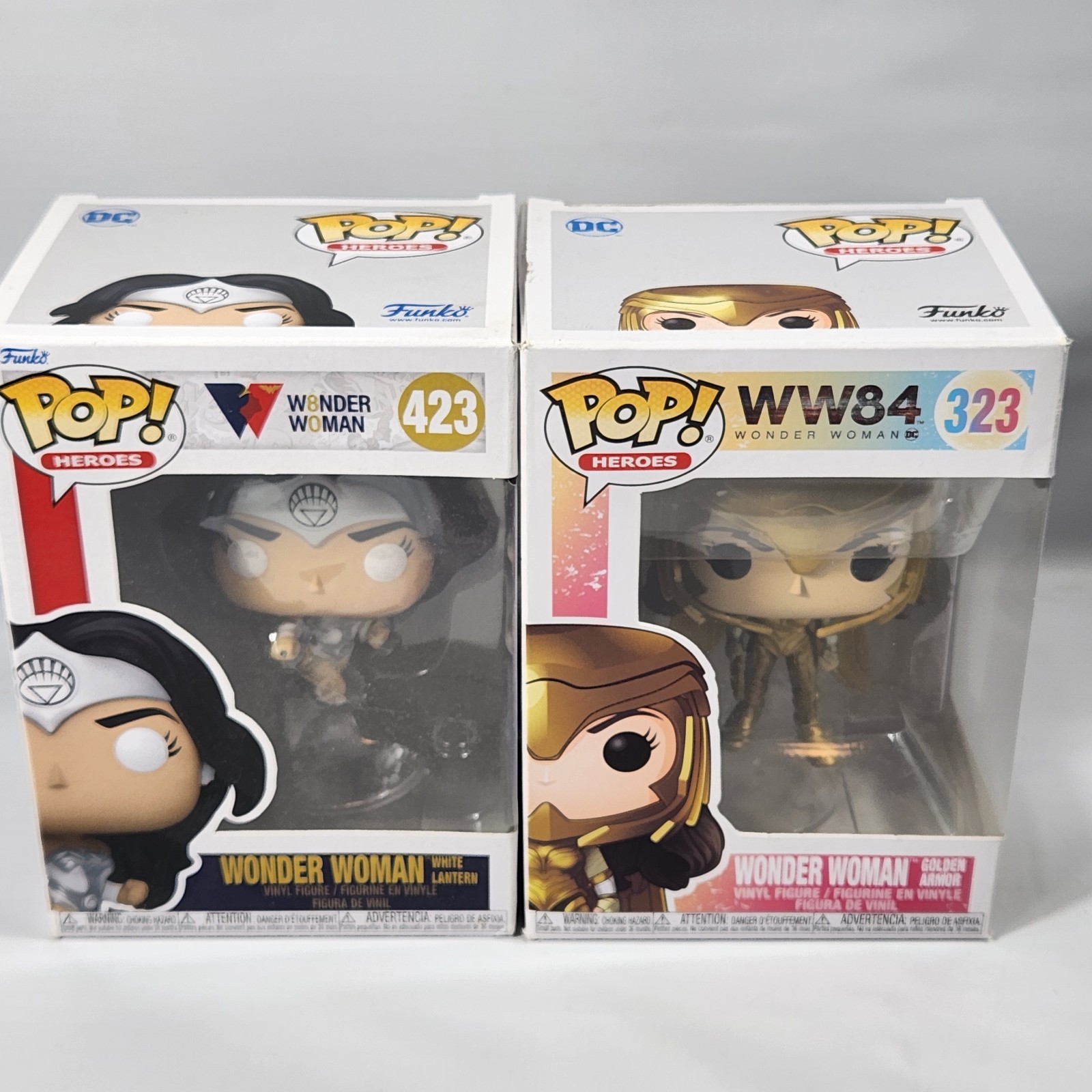 Funko Pop! Wonder Woman WW84 DC Heroes #323 e #423 Figura in vinile Armatura Dorata