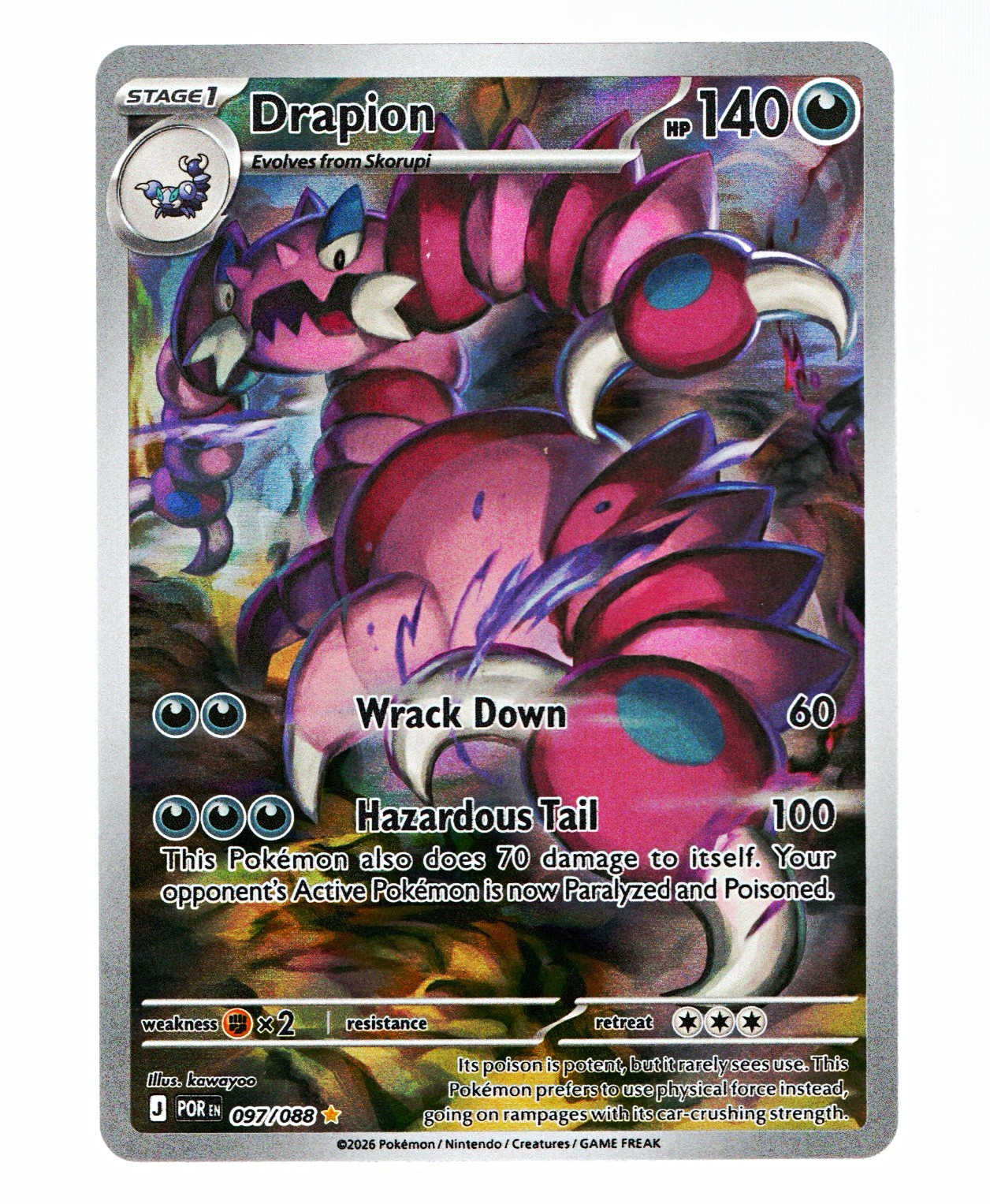 2026 Pokemon Drapion 097/088 Illustrazione Rara IR Full Art Holo