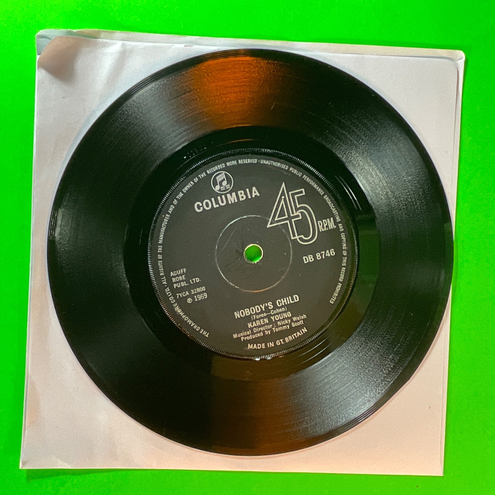 Karen Young, Nobody's Child/Allentown Jail 7" Vinyl Single Record