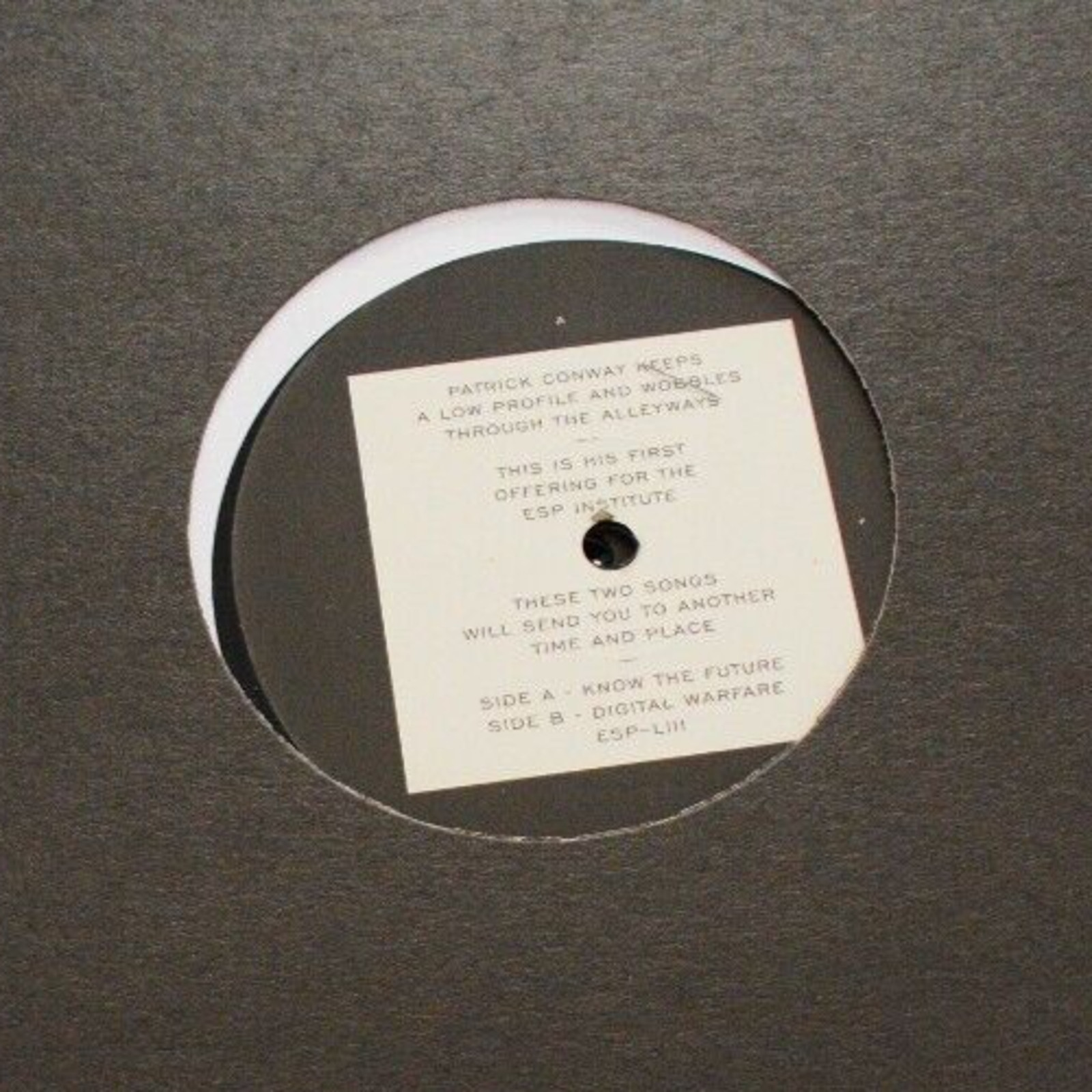 PATRICK CONWAY "KNOW THE FUTURE / DIGITAL WARFARE" 12" VINYL UK ELECTRO NM