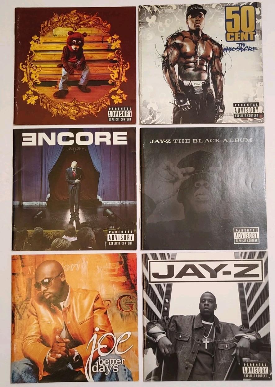 Hip Hop R&B CD Booklet Lot 6 Kanye 50 Cent Eminem Jay-Z Joe Inserts NO CDs