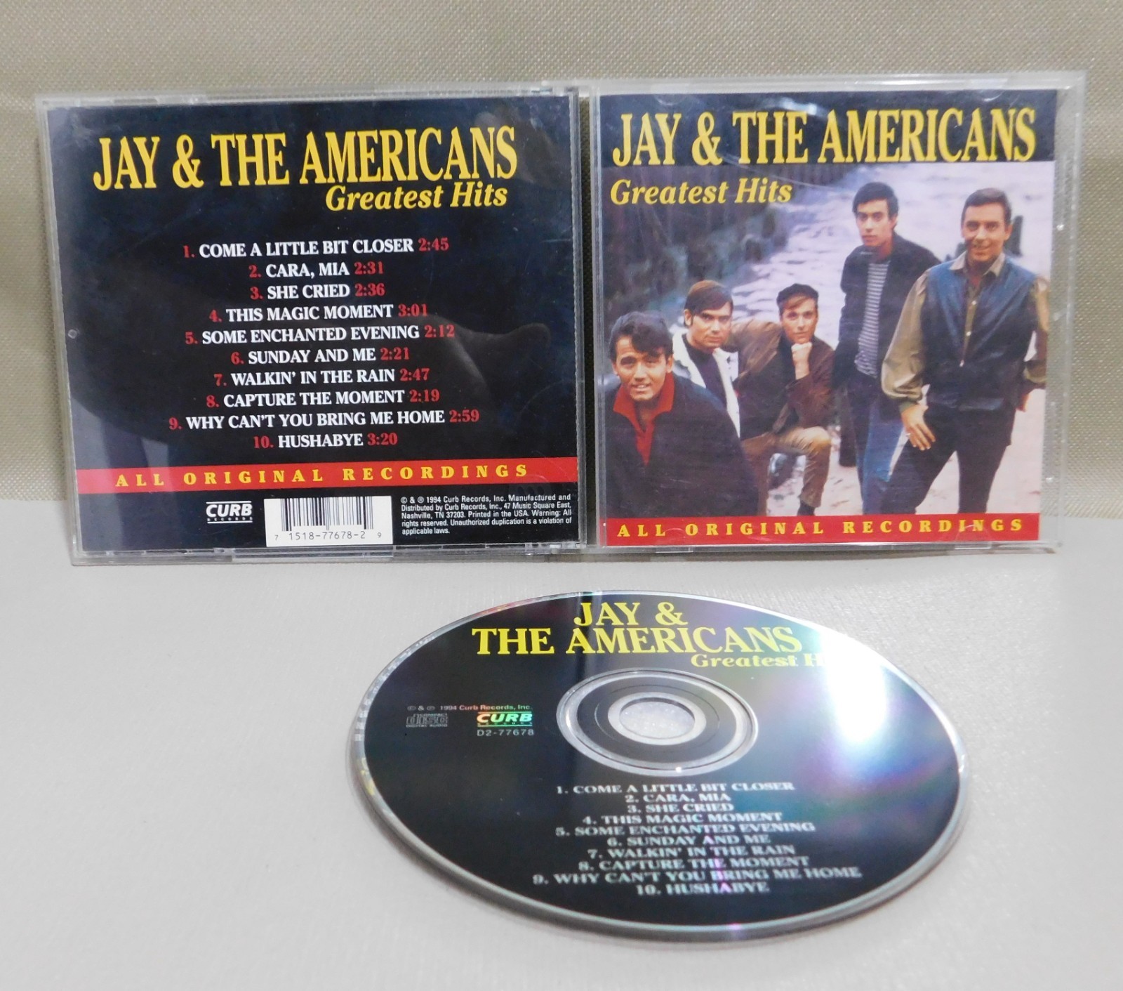 JAY & THE AMERICANS: GREATEST HITS CD 1994 CURB RECORDS D2-77678 VGC Clean Disc