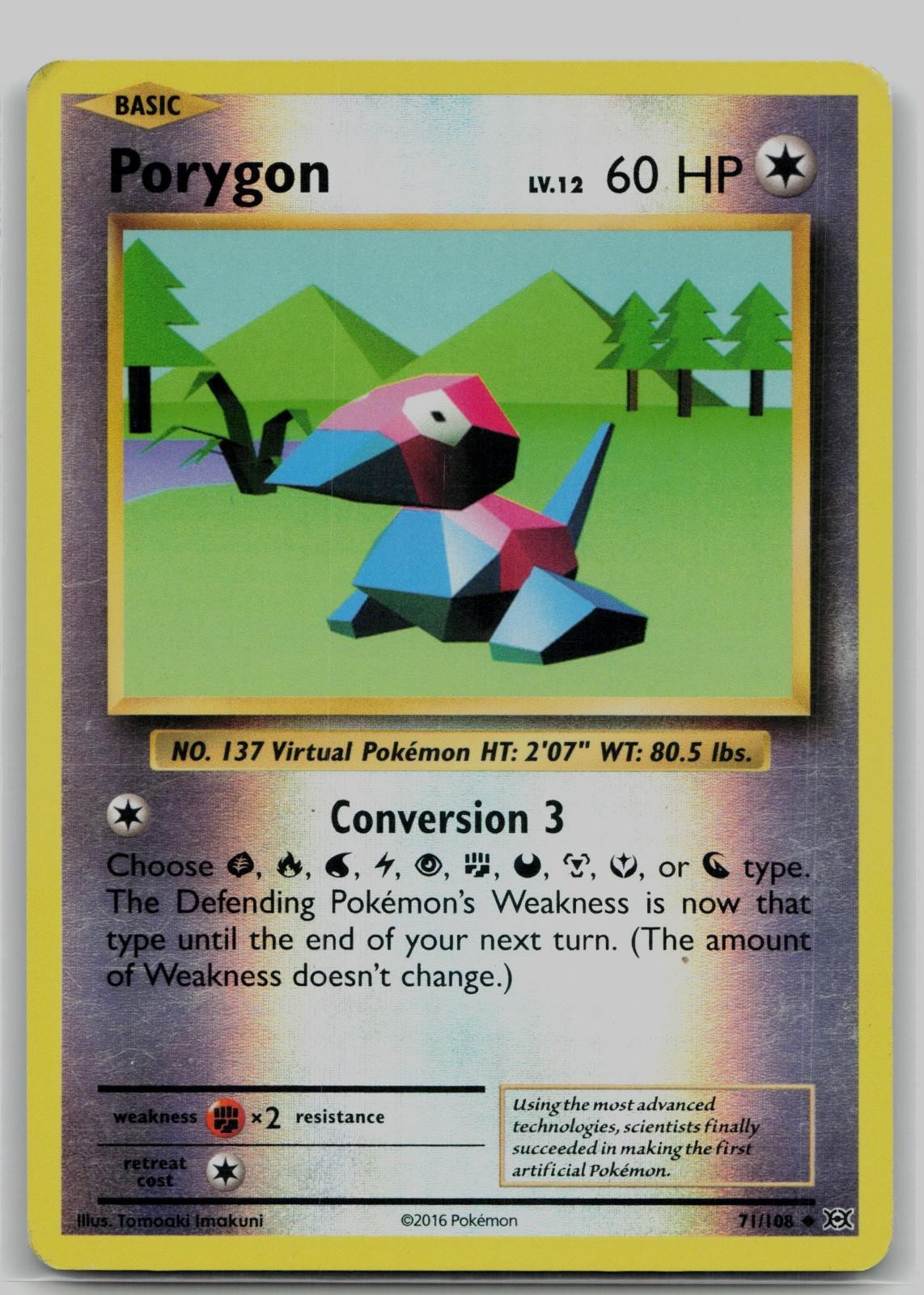 Porygon 71/108 Uncommon Evolutions Pokemon Reverse Holo Heavily Played