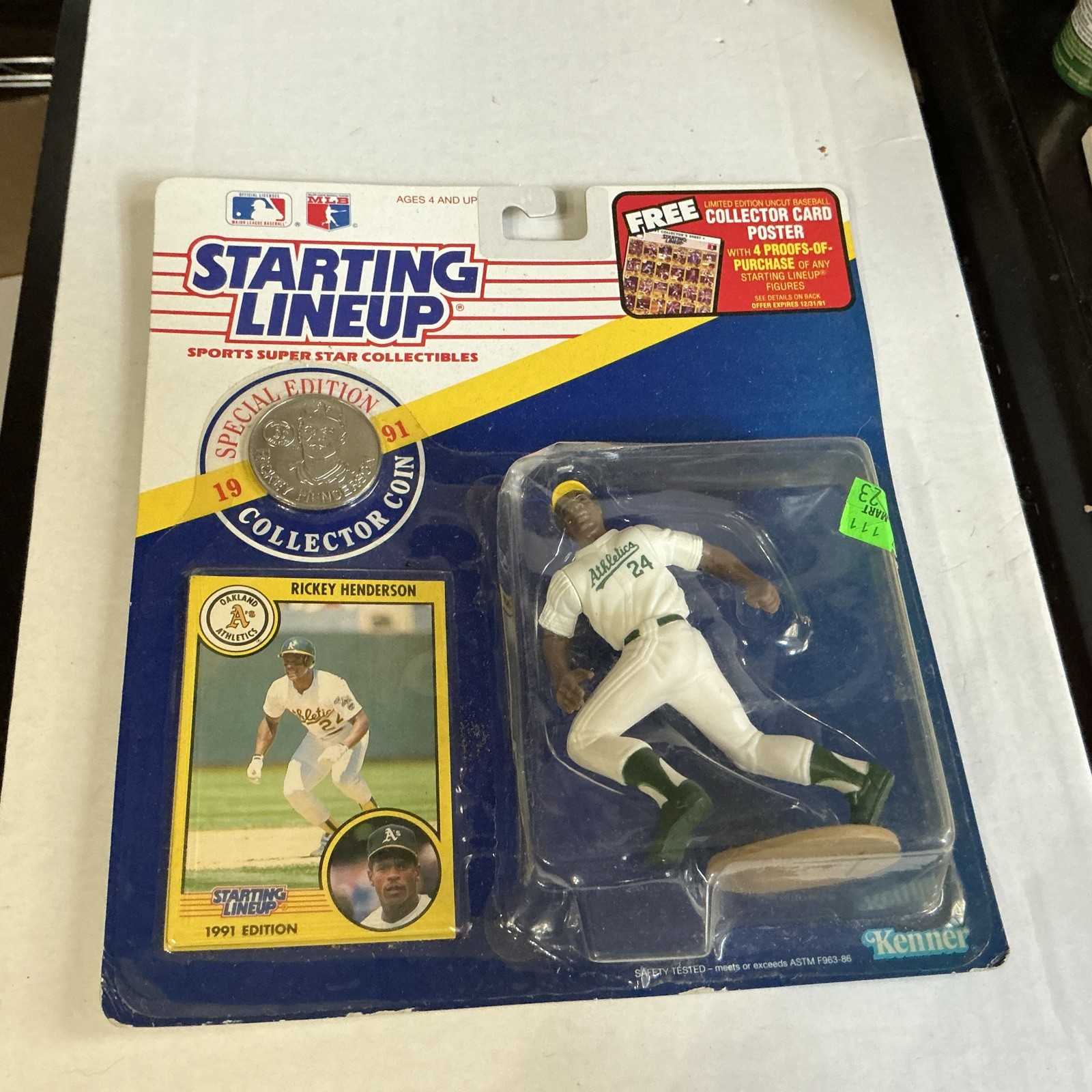 1991 Starting Lineup Rickey Henderson Oakland Athletics MLB, carta e moneta nuova