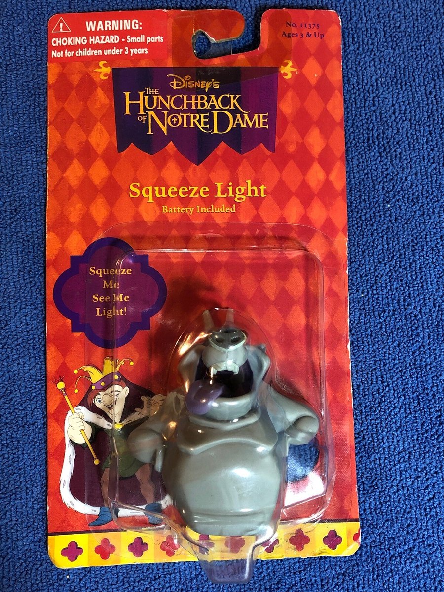 il gobbo di notre dame disney squeeze light torcia giocattolo bambola anni 90 nuova