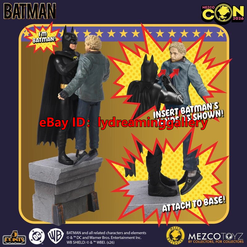 3.75in MEZCO 18196 Batman 1989 I'm Batman Limited Edition Collectible Statue set