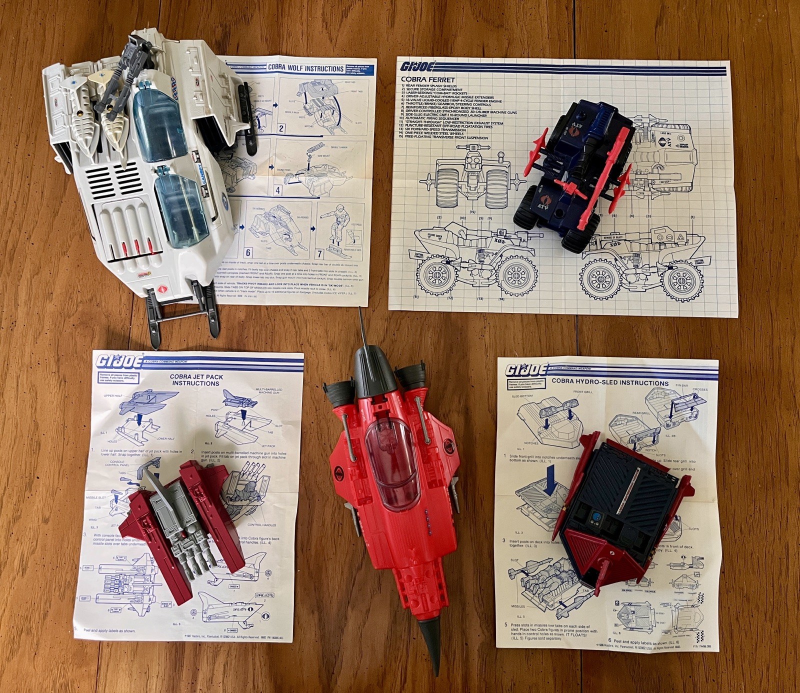 Veicolo GI Joe Cobra anni '80: Hydro Sled, Jet Pack, Furetto, Lupo, Stiletto Stellare