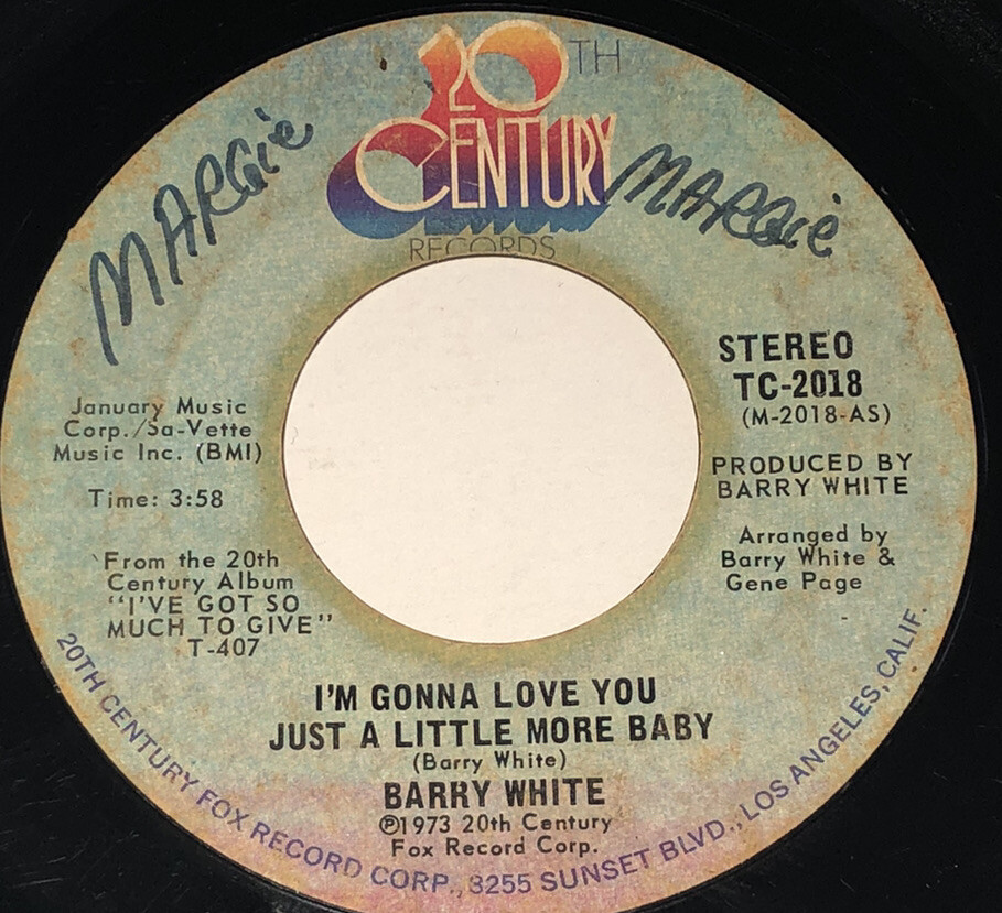 Barry White I’m Gonna Love You Just A Little More Baby 45 Rpm 7” 233D13