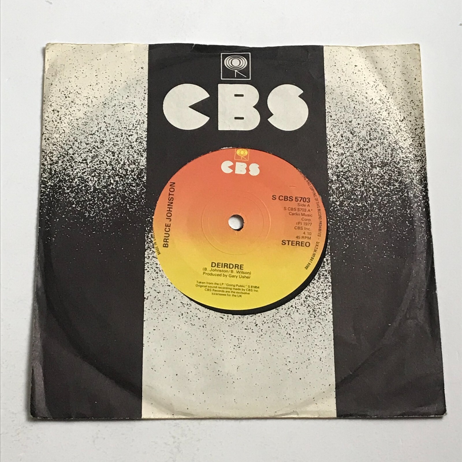 Bruce Johnston - Deirdre 7" Vinyl Record - S CBS 5703