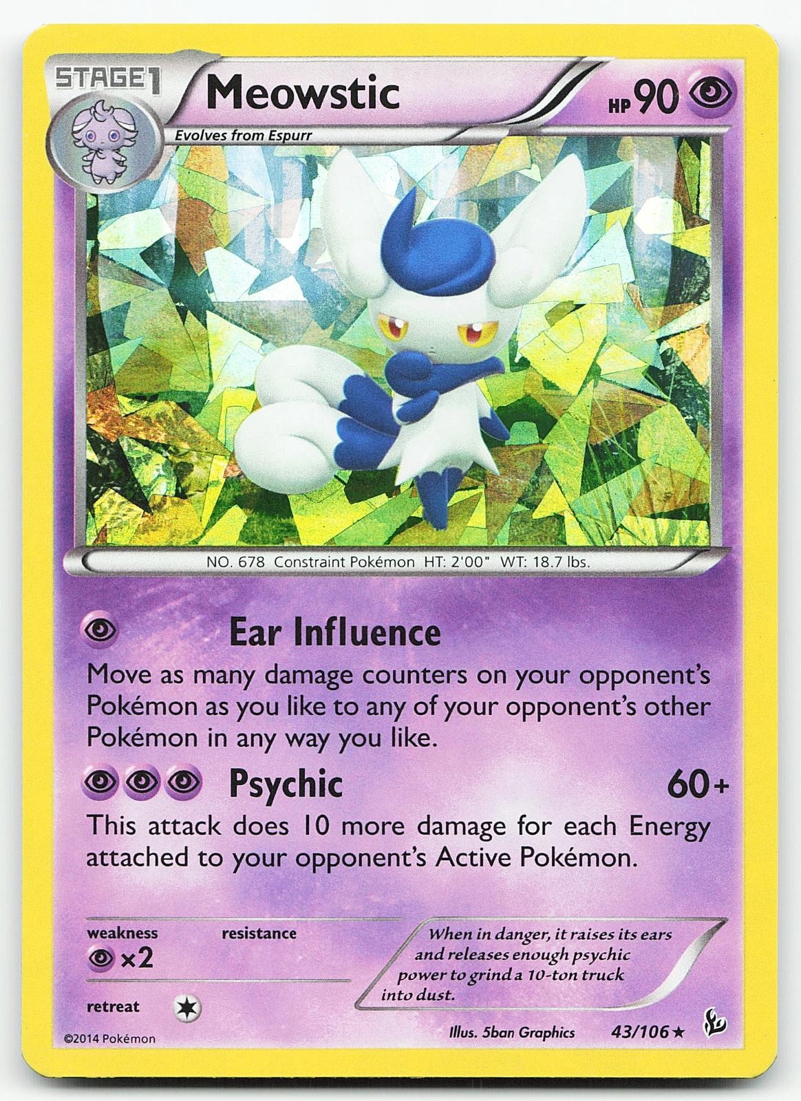 Pokemon Meowstic (XY Flashfire) GHIACCIO ROTTO 43/106 mazzo esclusivo Holo raro quasi nuovo