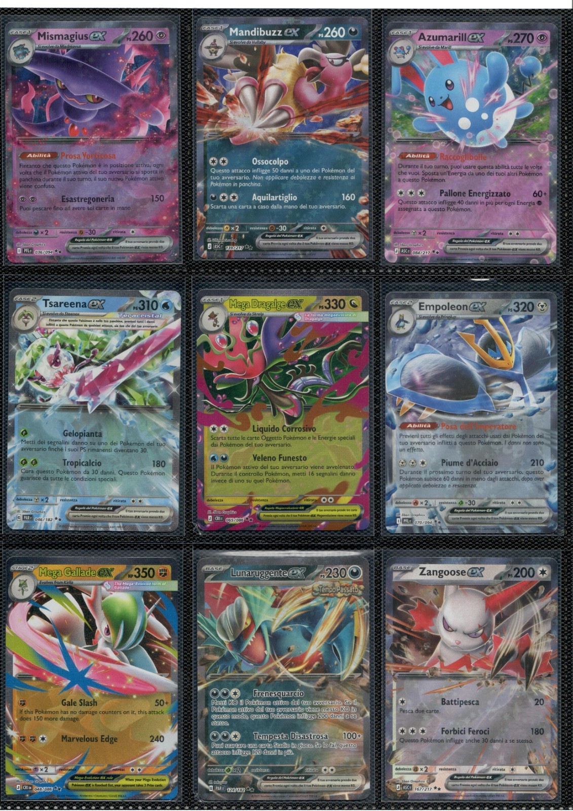 Pokémon Lotto 9 Carte ex Double Rare Holo ITA NM – [PFL/ASC/PAR/CRI]