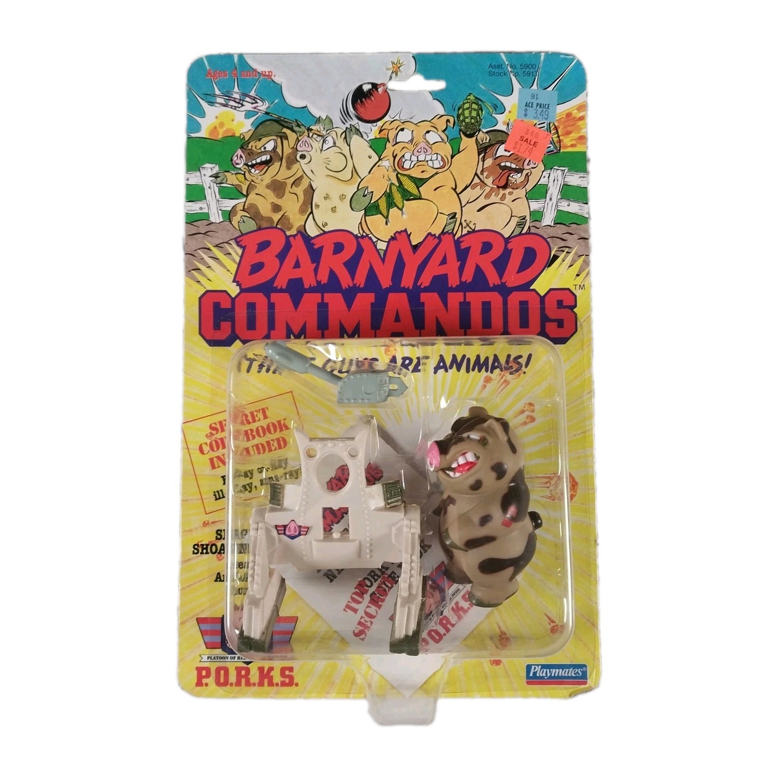 Vtg Barnyard Commandos Sergeant Shoat N. Sweet Action Figure 1989 Playmates NEW