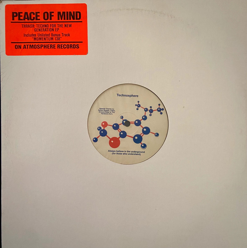 Peace Of Mind Thrash: Techno For The New Generation EP 12 vinile 1992 US prima stampa raro