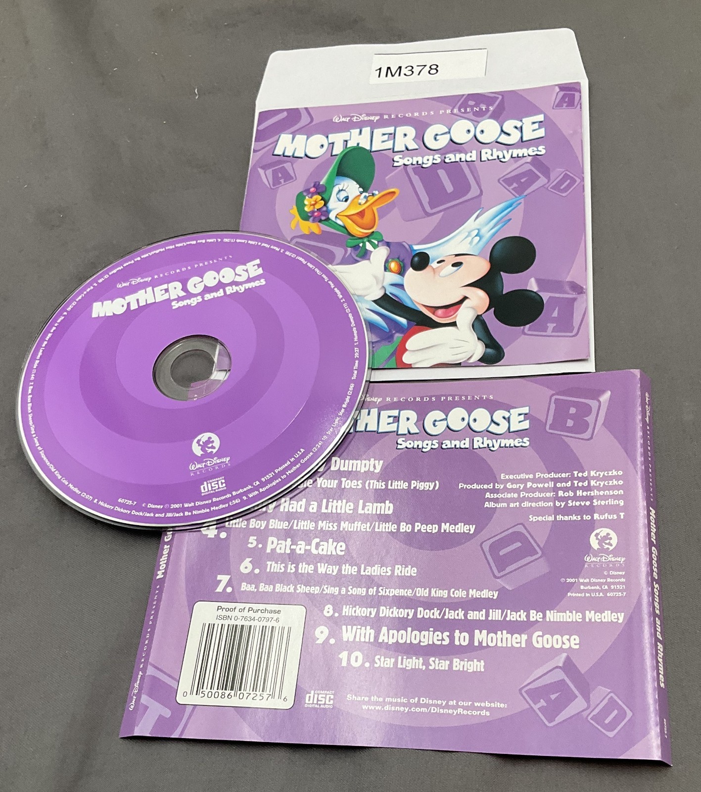 Mother Goose Songs & Rhymes by Disney (CD, 2001) No Case #1M378