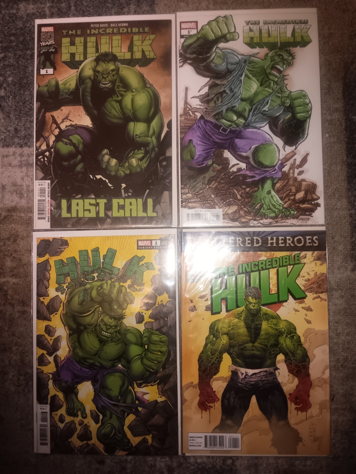 QUATTRO (4) L'INCREDIBILE HULK N.1'S GRUPPO DI 4 BORSE E TAVOLA OTTIME CONDIZIONI 